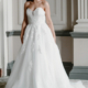 Aline wedding dress, strapless with lace applique