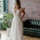 ivory wedding dress with lace bodice and chiffon skirt