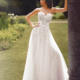 Aline wedding dress with floral embroidery strapless