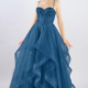 Layered prom dress, full skirt with beaded bodice, corset.