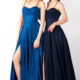 A-line prom dress, glitter and corset detail with leg split