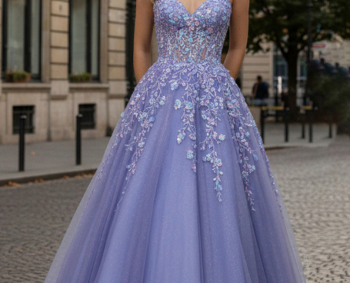 Princess prom dress with sequin detail and full volume skirt