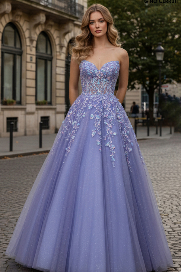 Princess prom dress with sequin detail and full volume skirt