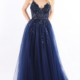 Beaded prom dress with full skirt and lace up back detail