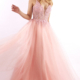Princess prom dress with flowing skirt and lace up bodice