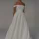 Textured Satin wedding dress with off the shoulder sleeves by Tania Olsen