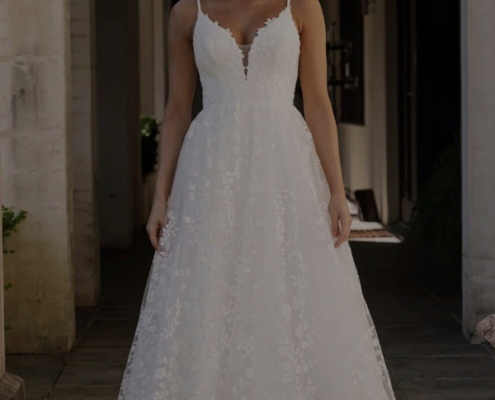 Aline embroidered lace wedding dress by Tania Olsen