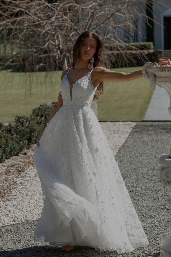 Aline floral wedding dress in Ivory by Tania Olsen
