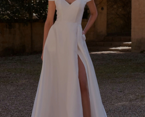 Satin a-line wedding dress