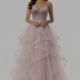 layered princess prom dress in light pink with beaded corset