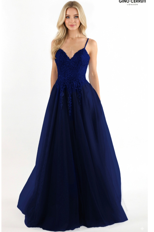 Gino Cerruti prom dress in navy blue Sienna 6733x