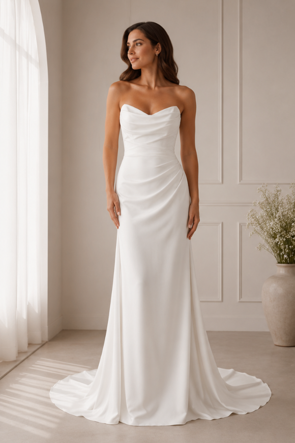 Fit and flare wedding dress with sweet heart neckline