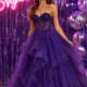 Layered princess prom dress with jewelled bodice in Purple