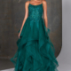 Layered prom dress with scoop neck and embellished bodice