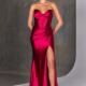 Slinky glitter prom dress, strapless with front leg split