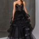 Layered princess prom dress with strapless bodice and jewel detail