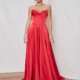 Boned corset, a-line satin prom dress