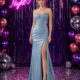 Slinky prom dress with jewelled corset and leg split
