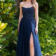 Aline prom dress in Navy with beaded bodice
